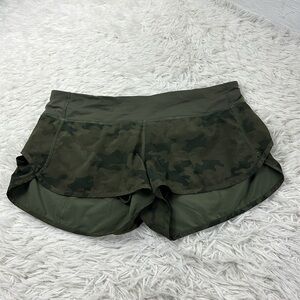 Lululemon Run: Speed Short *4-way Stretch Savasana Camo 20cm Fatigue Green